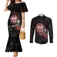 Serbian Empire Couples Matching Mermaid Dress and Long Sleeve Button Shirt Knight With Emblem Double Eagle - Wonder Print Shop
