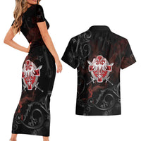 Serbian Empire Couples Matching Short Sleeve Bodycon Dress and Hawaiian Shirt Knight With Emblem Double Eagle - Wonder Print Shop