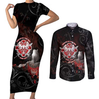 Serbian Empire Couples Matching Short Sleeve Bodycon Dress and Long Sleeve Button Shirt Knight With Emblem Double Eagle - Wonder Print Shop