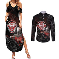 Serbian Empire Couples Matching Summer Maxi Dress and Long Sleeve Button Shirt Knight With Emblem Double Eagle - Wonder Print Shop