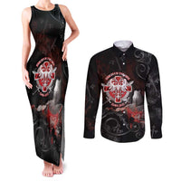 Serbian Empire Couples Matching Tank Maxi Dress and Long Sleeve Button Shirt Knight With Emblem Double Eagle - Wonder Print Shop