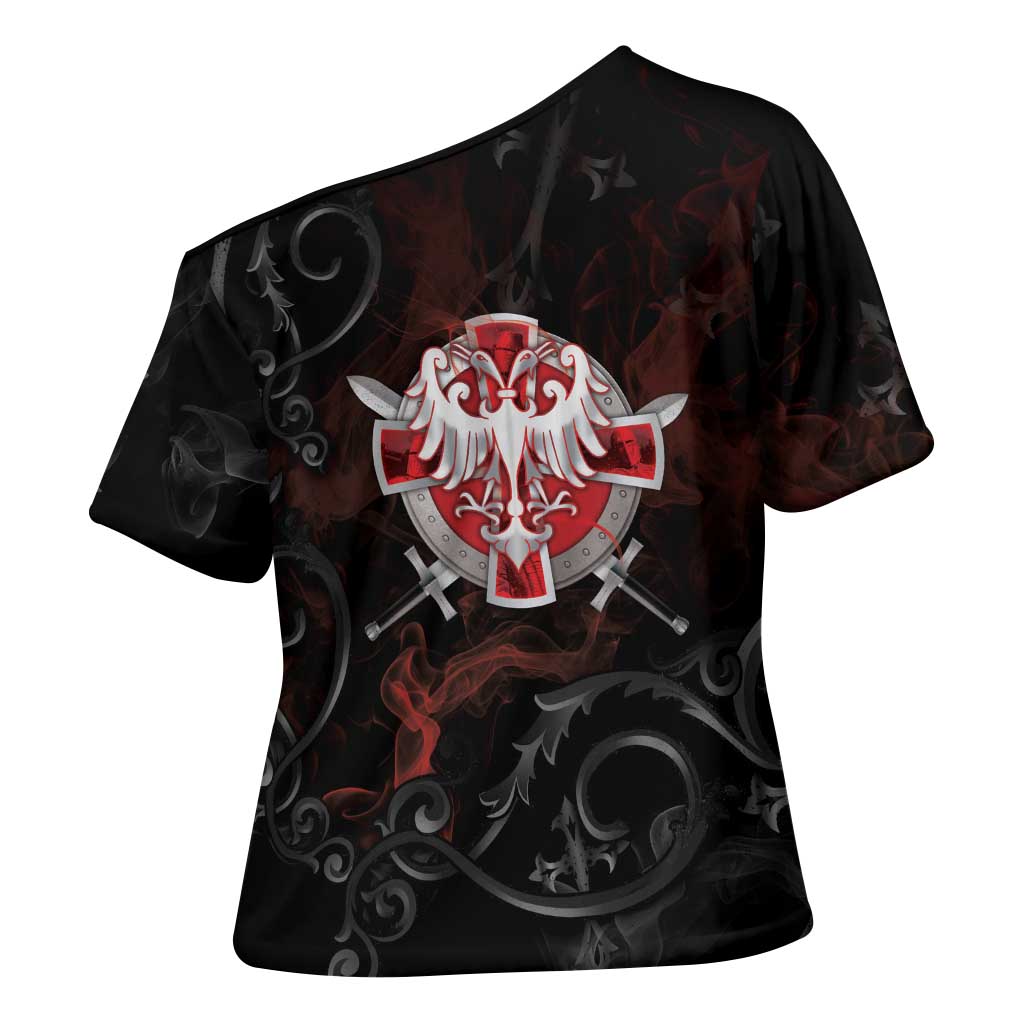 Serbian Empire Cross Shoulder Shirt Knight With Emblem Double Eagle - Wonder Print Shop