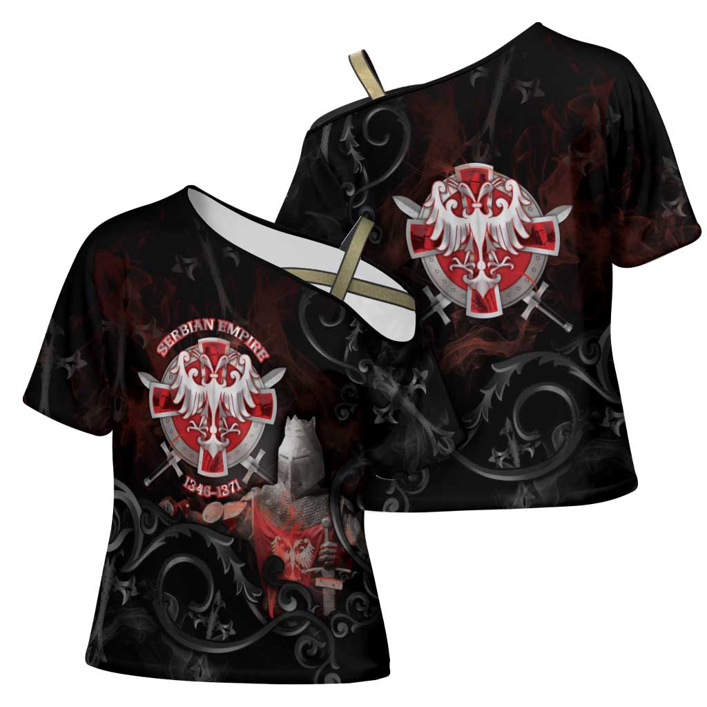 Serbian Empire Cross Shoulder Shirt Knight With Emblem Double Eagle - Wonder Print Shop
