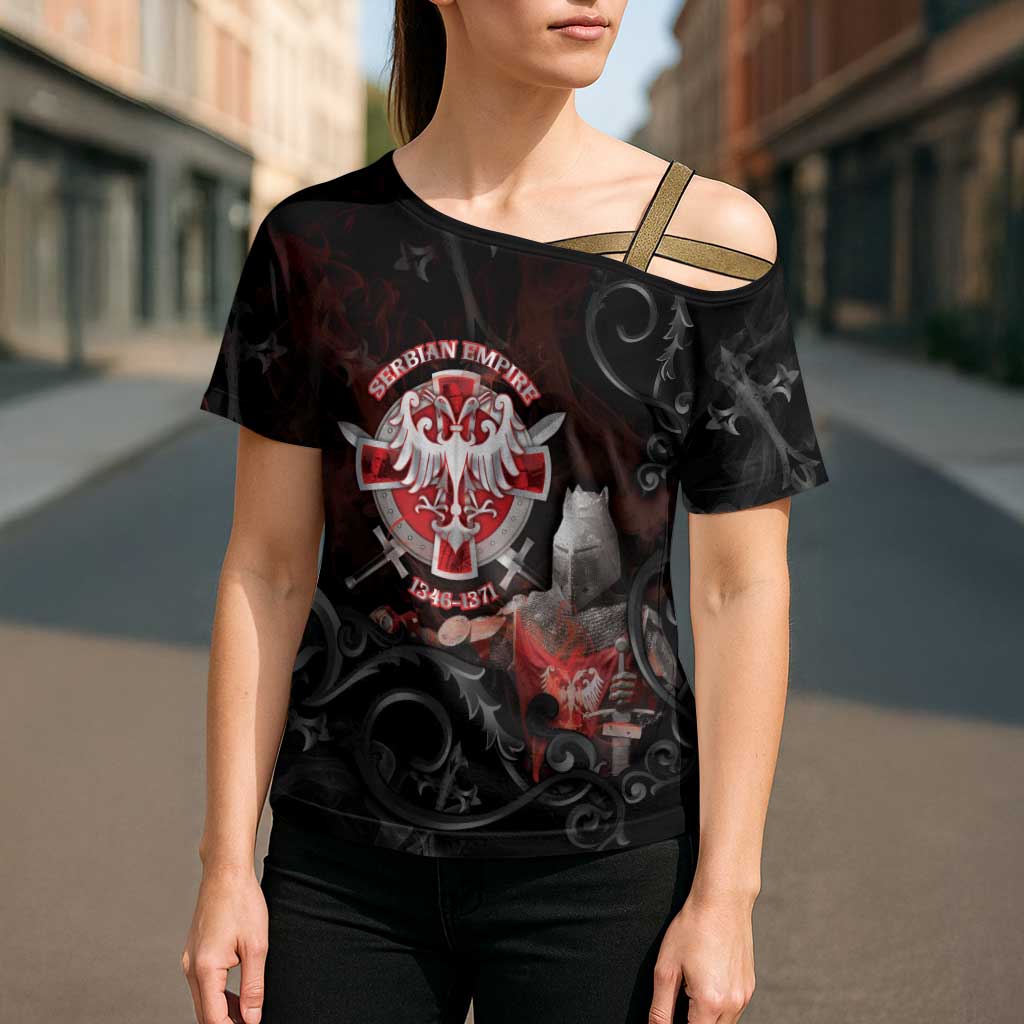 Serbian Empire Cross Shoulder Shirt Knight With Emblem Double Eagle - Wonder Print Shop