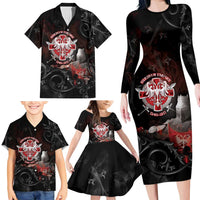 Serbian Empire Family Matching Long Sleeve Bodycon Dress and Hawaiian Shirt Knight With Emblem Double Eagle - Wonder Print Shop