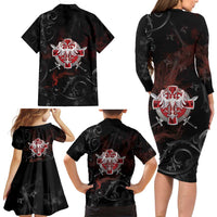 Serbian Empire Family Matching Long Sleeve Bodycon Dress and Hawaiian Shirt Knight With Emblem Double Eagle - Wonder Print Shop