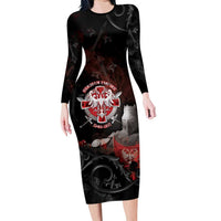 Serbian Empire Family Matching Long Sleeve Bodycon Dress and Hawaiian Shirt Knight With Emblem Double Eagle - Wonder Print Shop
