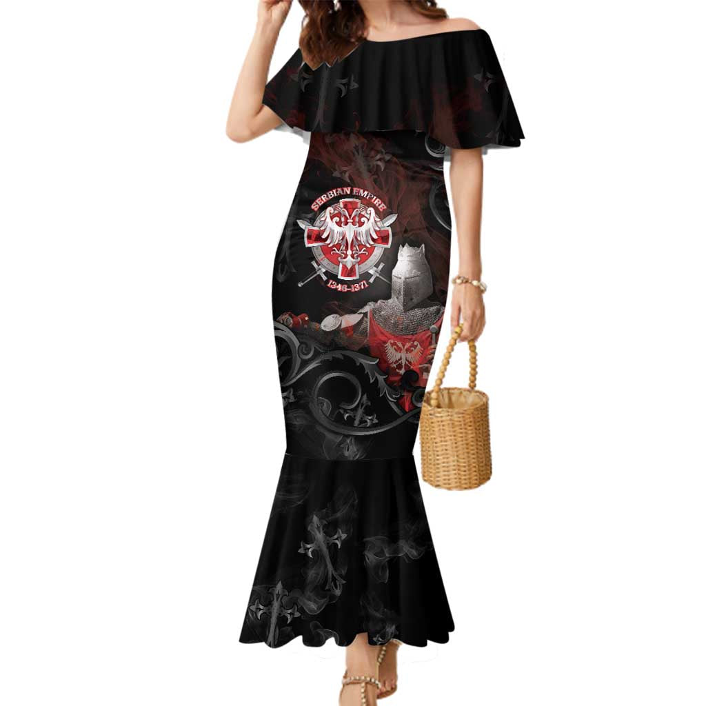 Serbian Empire Family Matching Mermaid Dress and Hawaiian Shirt Knight With Emblem Double Eagle - Wonder Print Shop