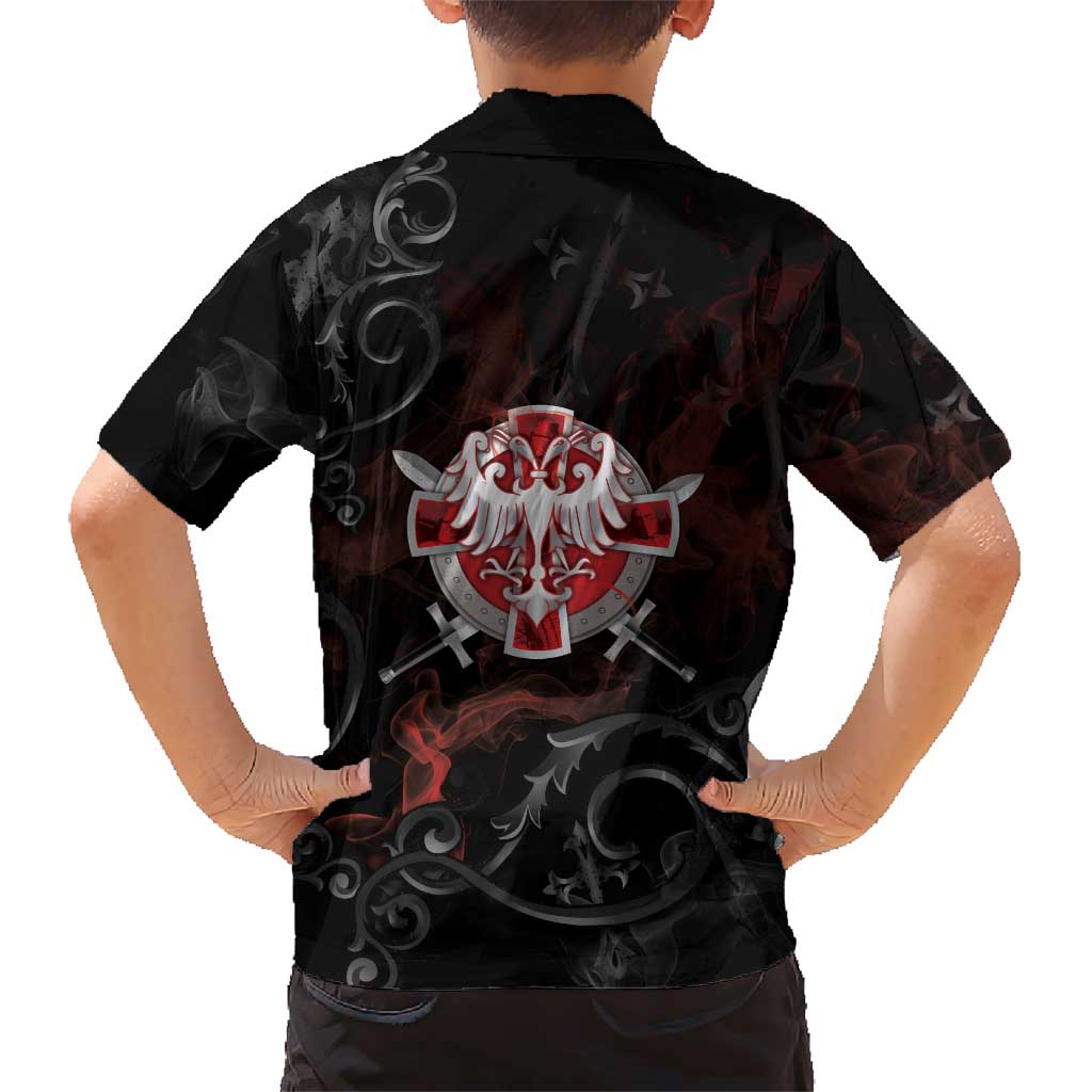 Serbian Empire Family Matching Off The Shoulder Long Sleeve Dress and Hawaiian Shirt Knight With Emblem Double Eagle - Wonder Print Shop