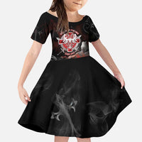 Serbian Empire Family Matching Off The Shoulder Long Sleeve Dress and Hawaiian Shirt Knight With Emblem Double Eagle - Wonder Print Shop