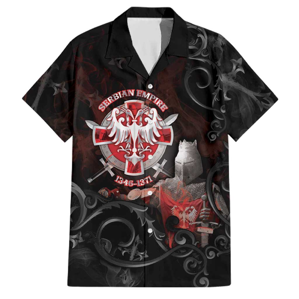 Serbian Empire Family Matching Off The Shoulder Long Sleeve Dress and Hawaiian Shirt Knight With Emblem Double Eagle - Wonder Print Shop