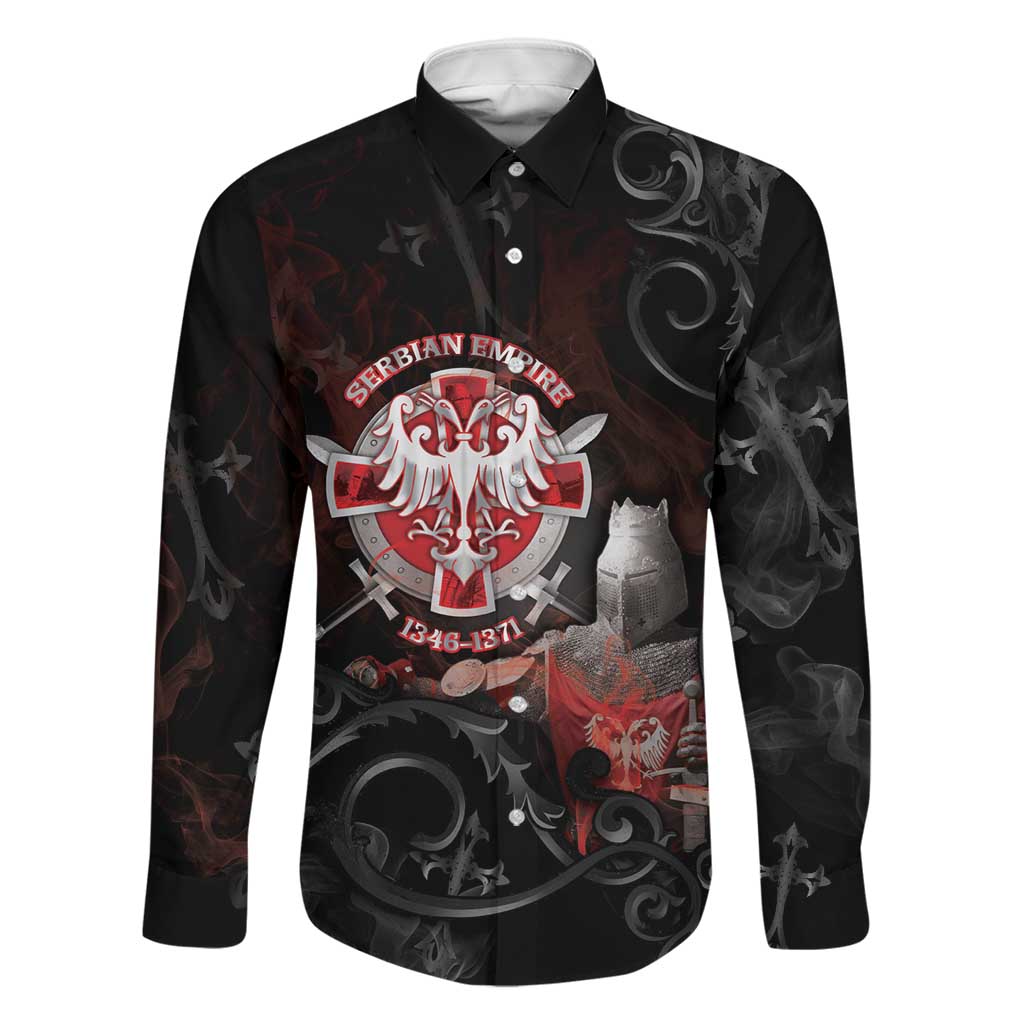 Serbian Empire Family Matching Off The Shoulder Long Sleeve Dress and Hawaiian Shirt Knight With Emblem Double Eagle - Wonder Print Shop