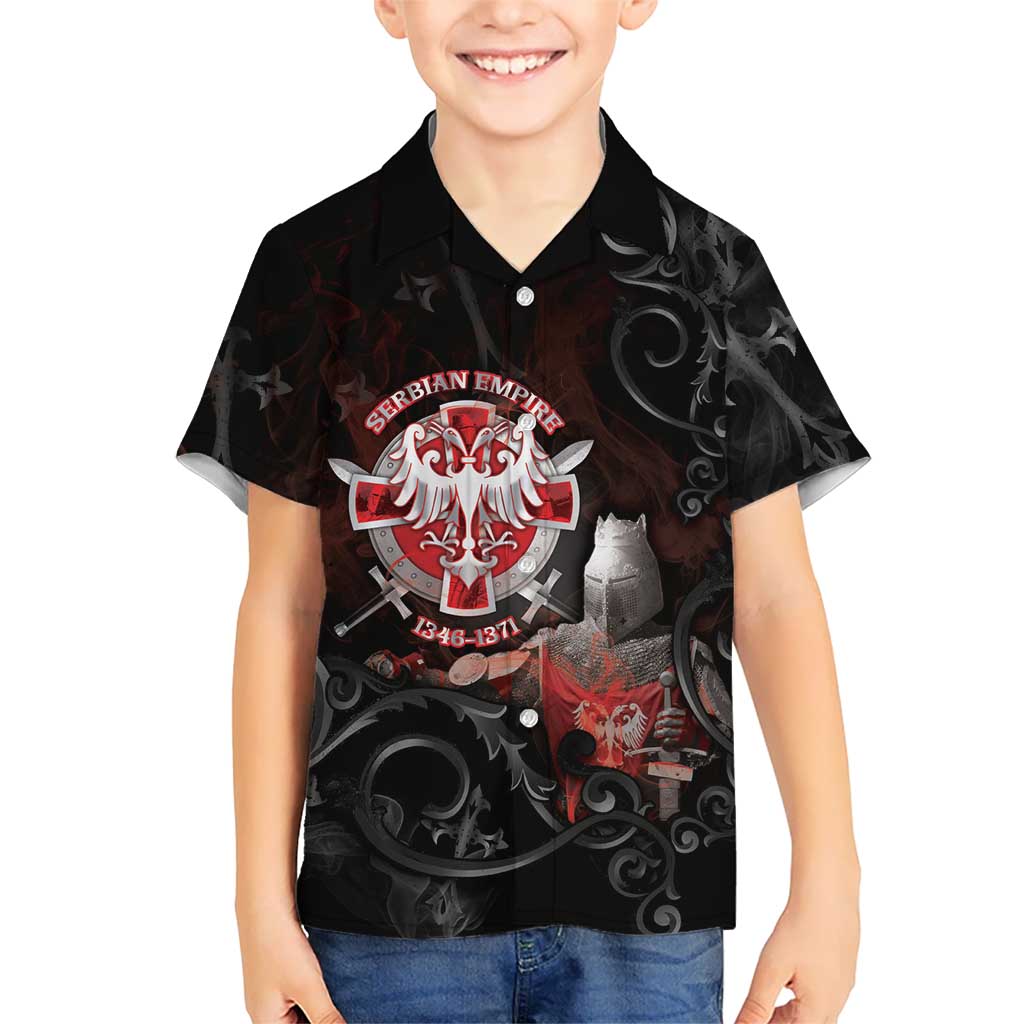 Serbian Empire Family Matching Off The Shoulder Long Sleeve Dress and Hawaiian Shirt Knight With Emblem Double Eagle - Wonder Print Shop