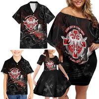 Serbian Empire Family Matching Off Shoulder Short Dress and Hawaiian Shirt Knight With Emblem Double Eagle - Wonder Print Shop