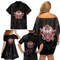 Serbian Empire Family Matching Off Shoulder Short Dress and Hawaiian Shirt Knight With Emblem Double Eagle - Wonder Print Shop