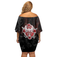 Serbian Empire Family Matching Off Shoulder Short Dress and Hawaiian Shirt Knight With Emblem Double Eagle - Wonder Print Shop