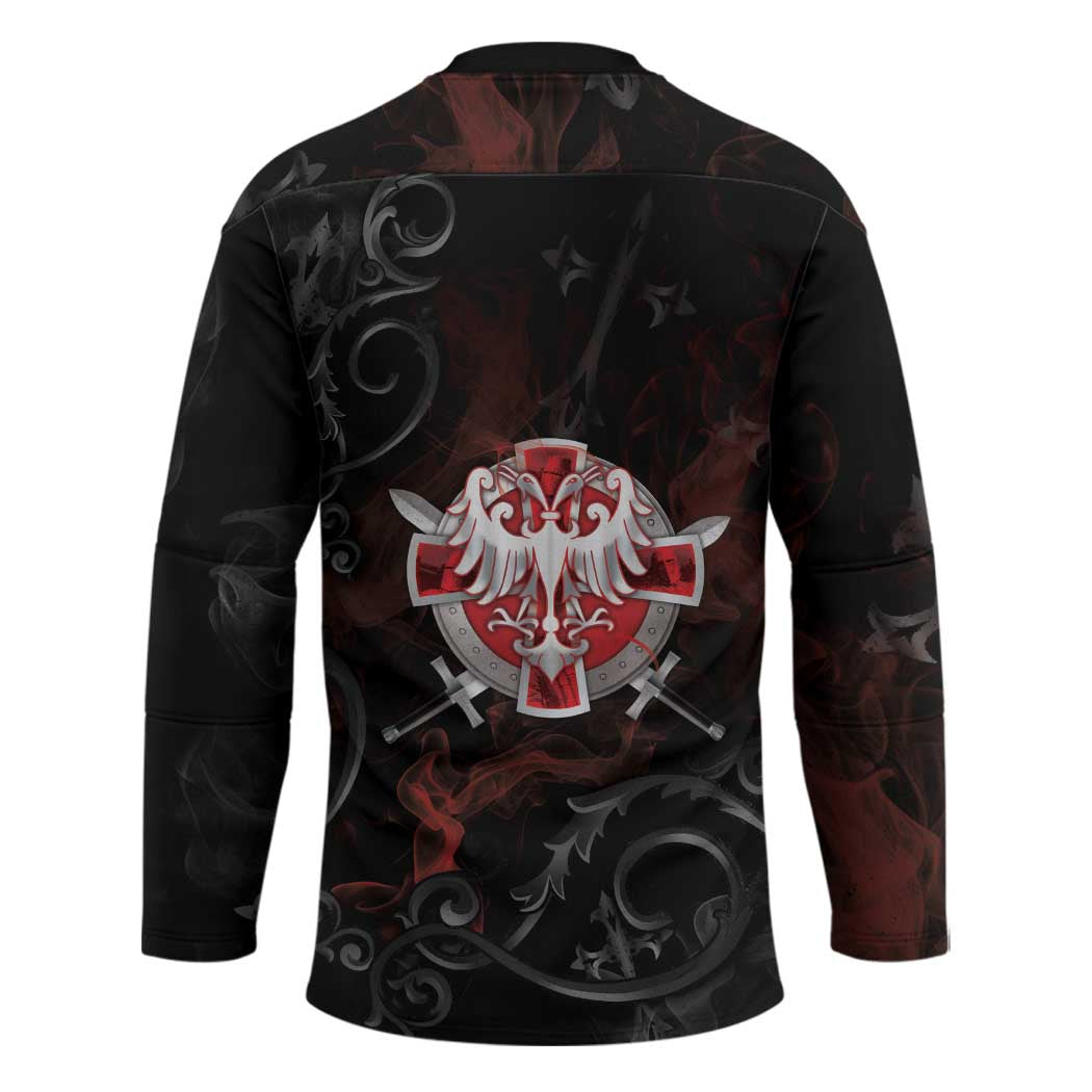 Serbian Empire Hockey Jersey Knight With Emblem Double Eagle - Wonder Print Shop