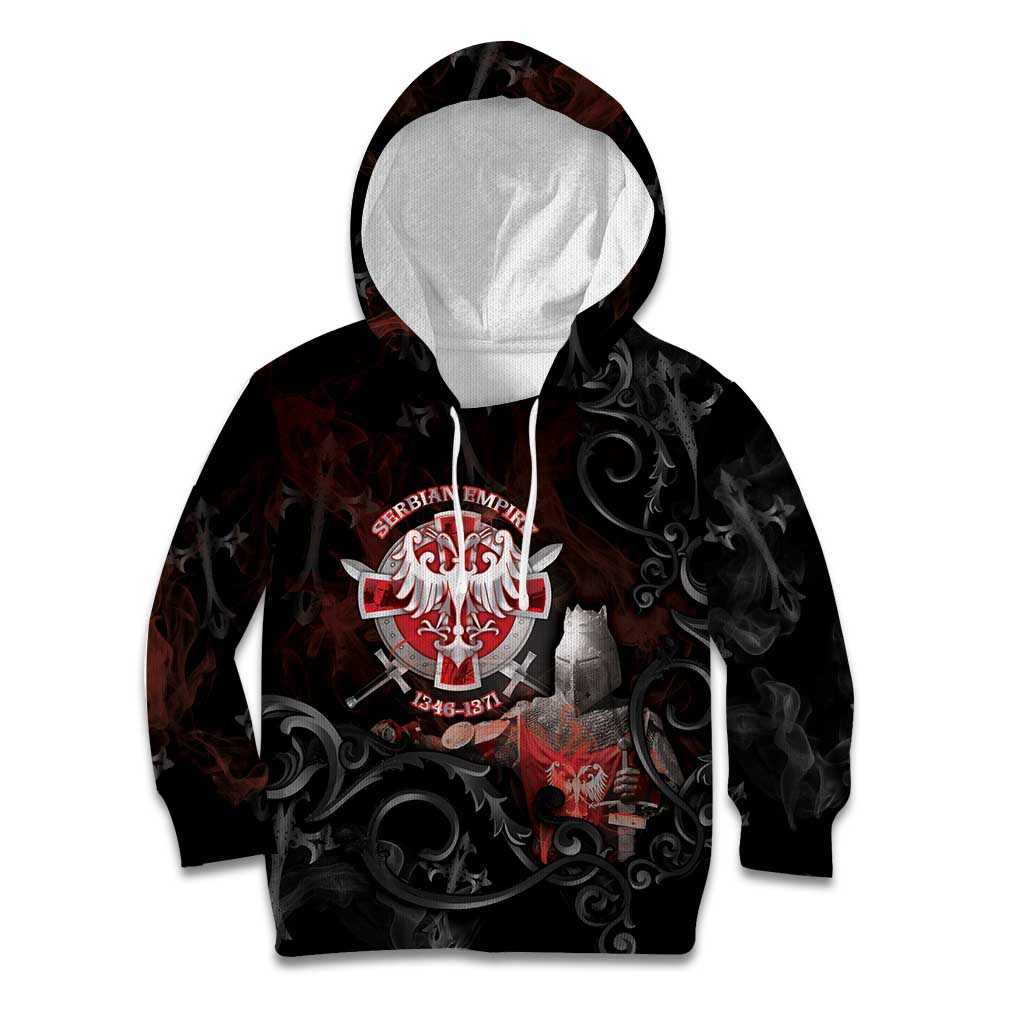 Serbian Empire Kid Hoodie Knight With Emblem Double Eagle - Wonder Print Shop
