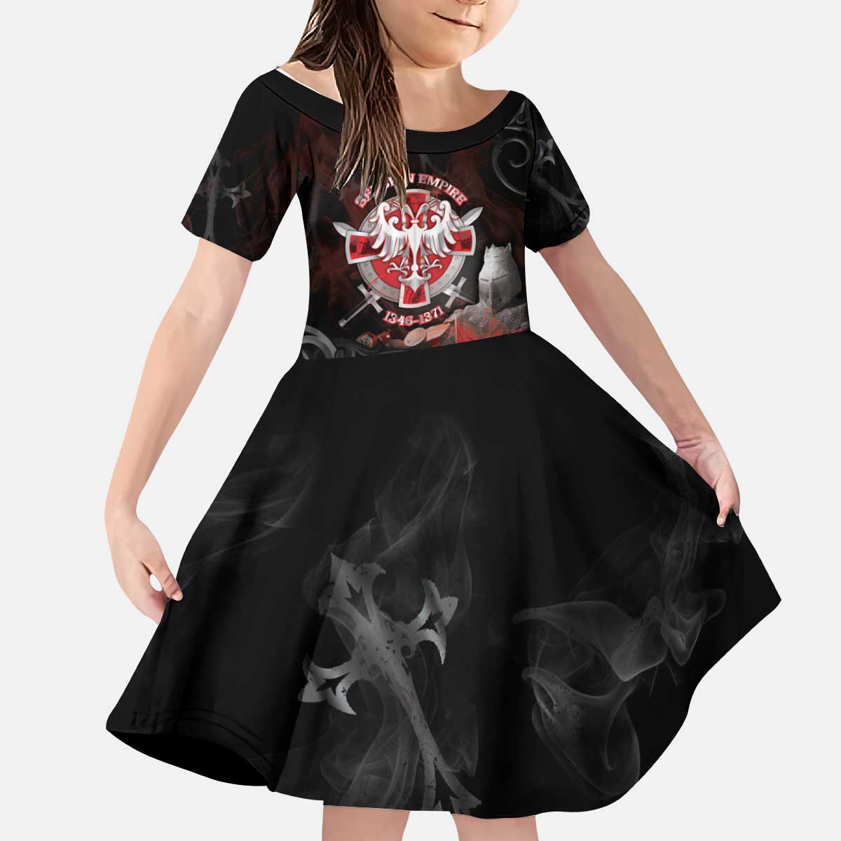 Serbian Empire Kid Short Sleeve Dress Knight With Emblem Double Eagle - Wonder Print Shop