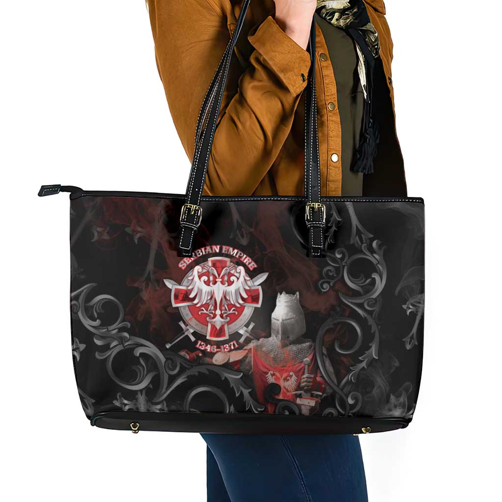 Serbian Empire Leather Tote Bag Knight With Emblem Double Eagle - Wonder Print Shop