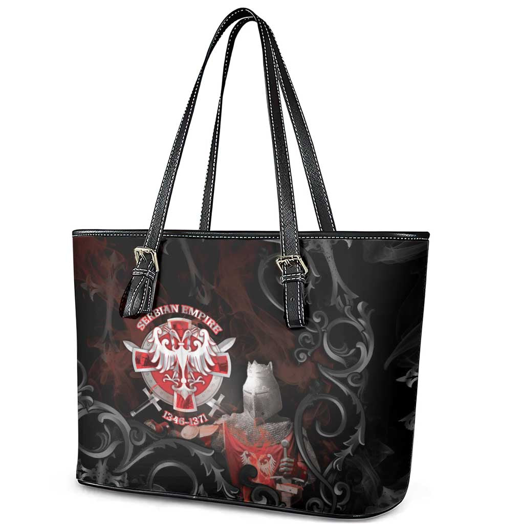 Serbian Empire Leather Tote Bag Knight With Emblem Double Eagle - Wonder Print Shop