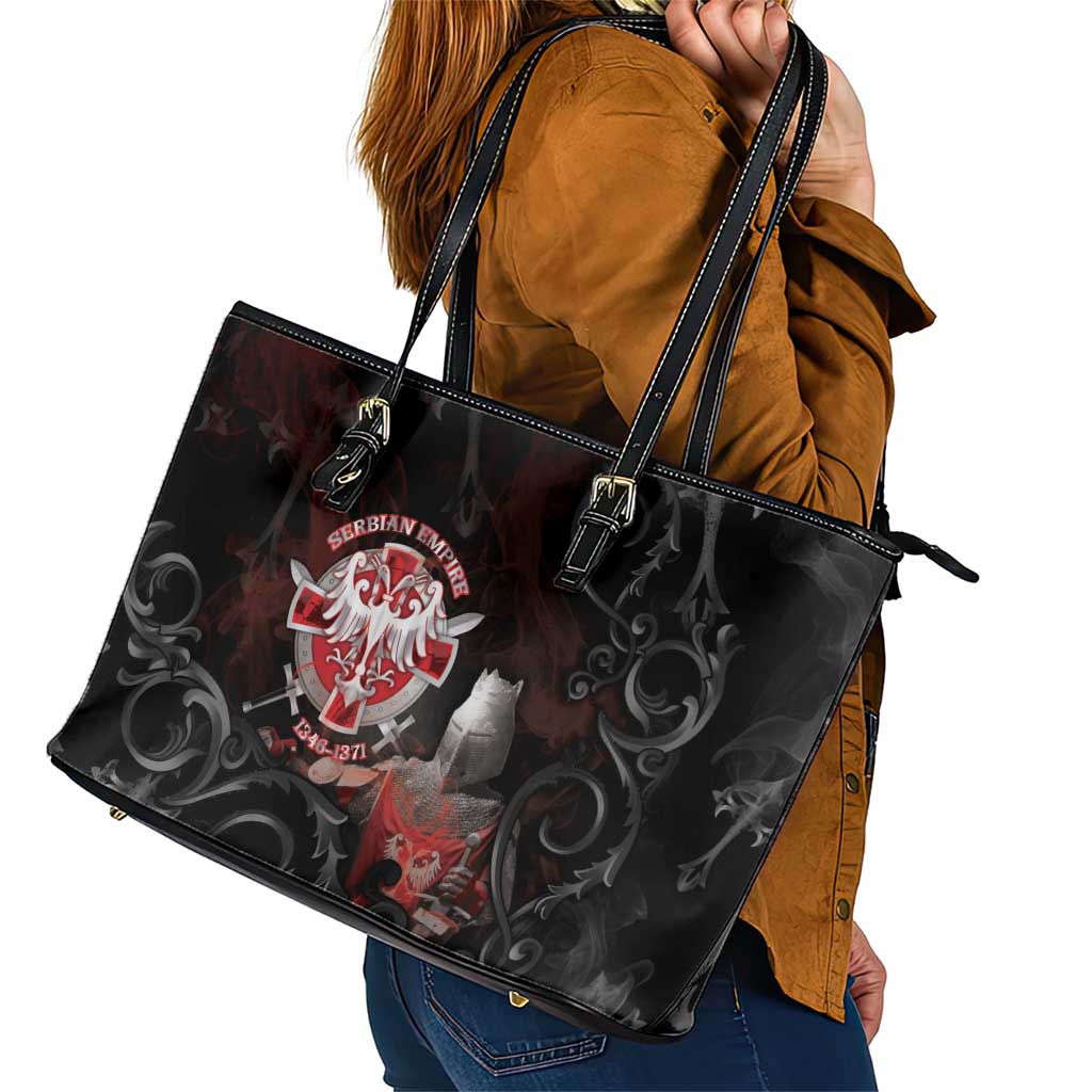 Serbian Empire Leather Tote Bag Knight With Emblem Double Eagle - Wonder Print Shop