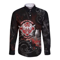 Serbian Empire Long Sleeve Button Shirt Knight With Emblem Double Eagle - Wonder Print Shop