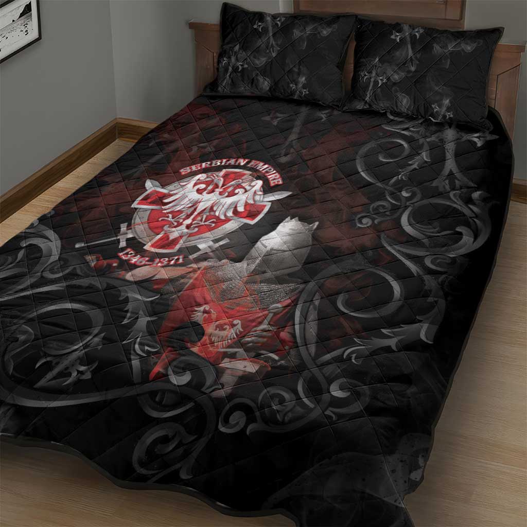 Serbian Empire Quilt Bed Set Knight With Emblem Double Eagle - Wonder Print Shop