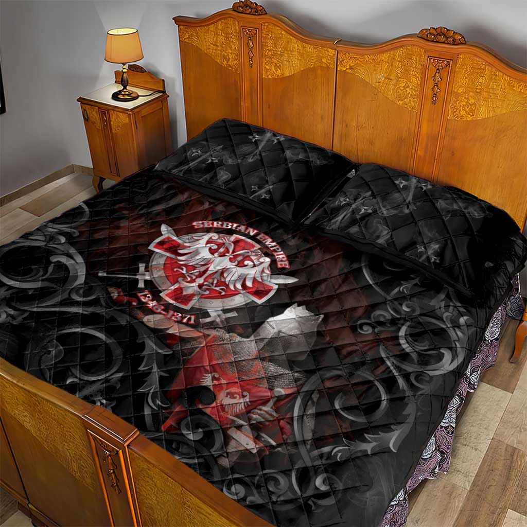 Serbian Empire Quilt Bed Set Knight With Emblem Double Eagle - Wonder Print Shop