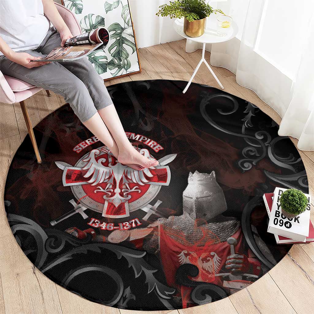 Serbian Empire Round Carpet Knight With Emblem Double Eagle - Wonder Print Shop