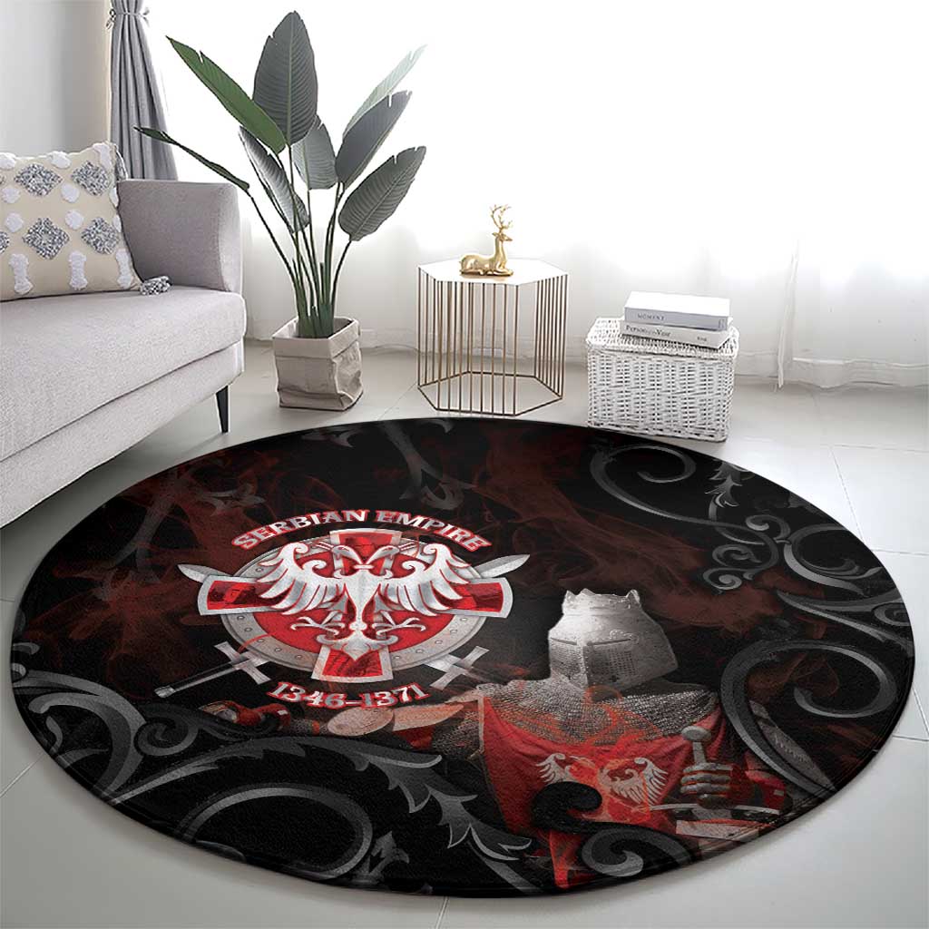 Serbian Empire Round Carpet Knight With Emblem Double Eagle - Wonder Print Shop