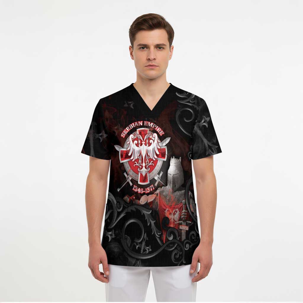 Serbian Empire Scrub Top Knight With Emblem Double Eagle - Wonder Print Shop