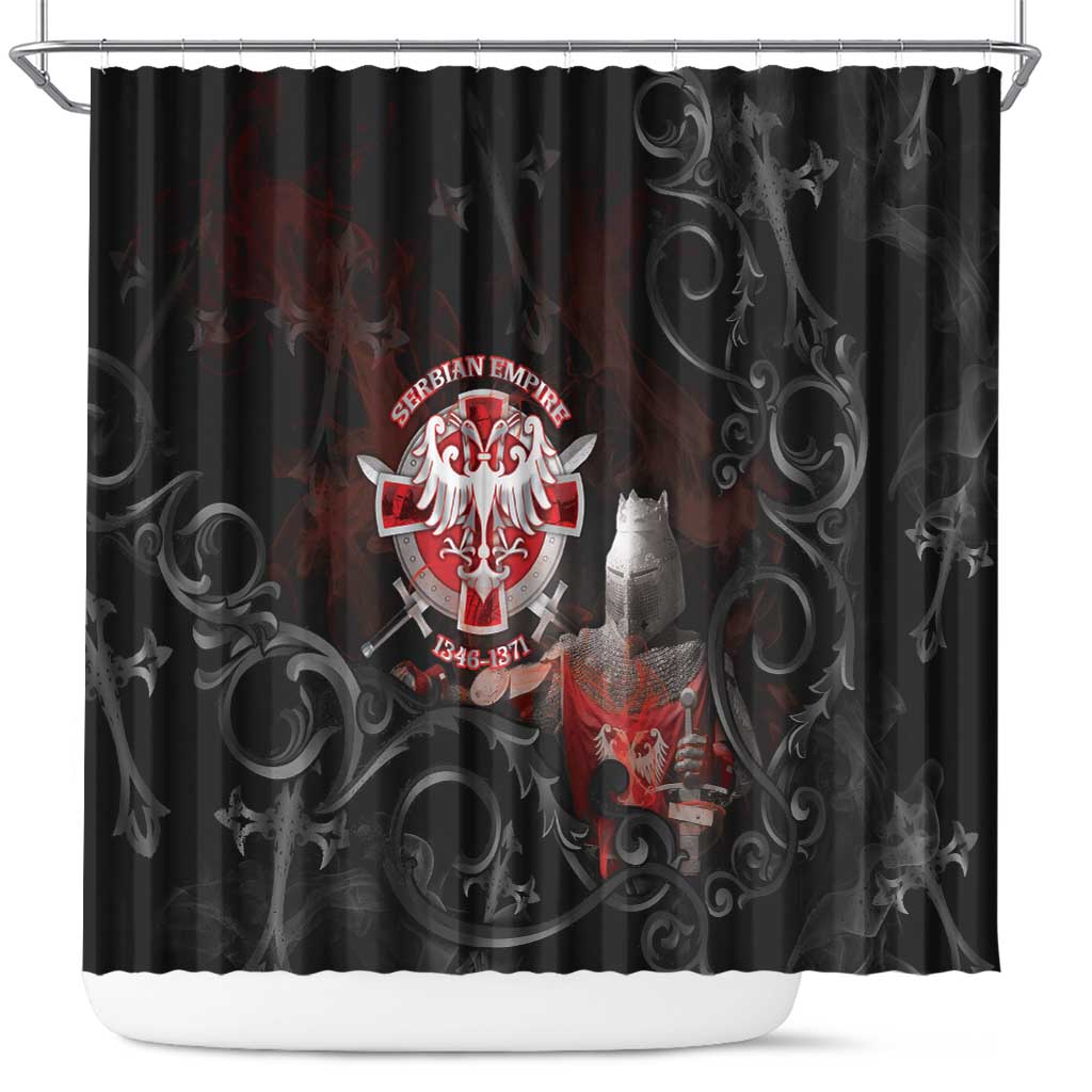 Serbian Empire Shower Curtain Knight With Emblem Double Eagle - Wonder Print Shop
