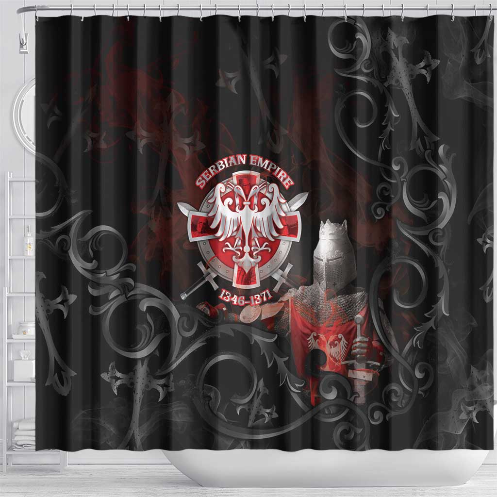 Serbian Empire Shower Curtain Knight With Emblem Double Eagle - Wonder Print Shop