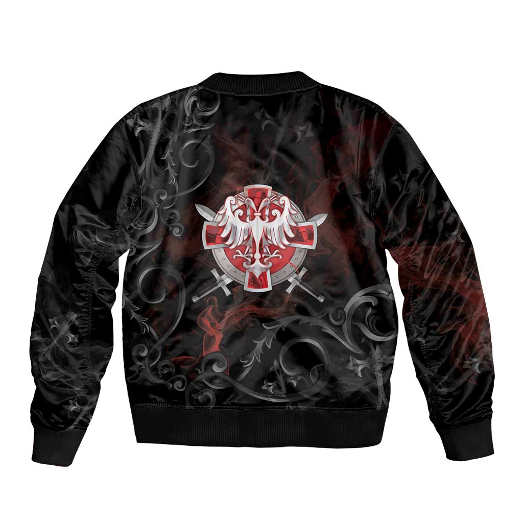 Serbian Empire Sleeve Zip Bomber Jacket Knight With Emblem Double Eagle - Wonder Print Shop