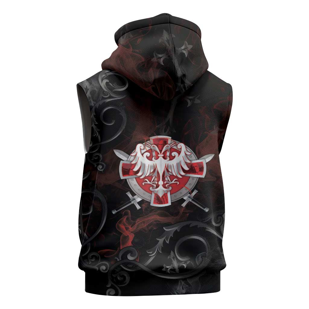 Serbian Empire Sleeveless Hoodie Knight With Emblem Double Eagle - Wonder Print Shop