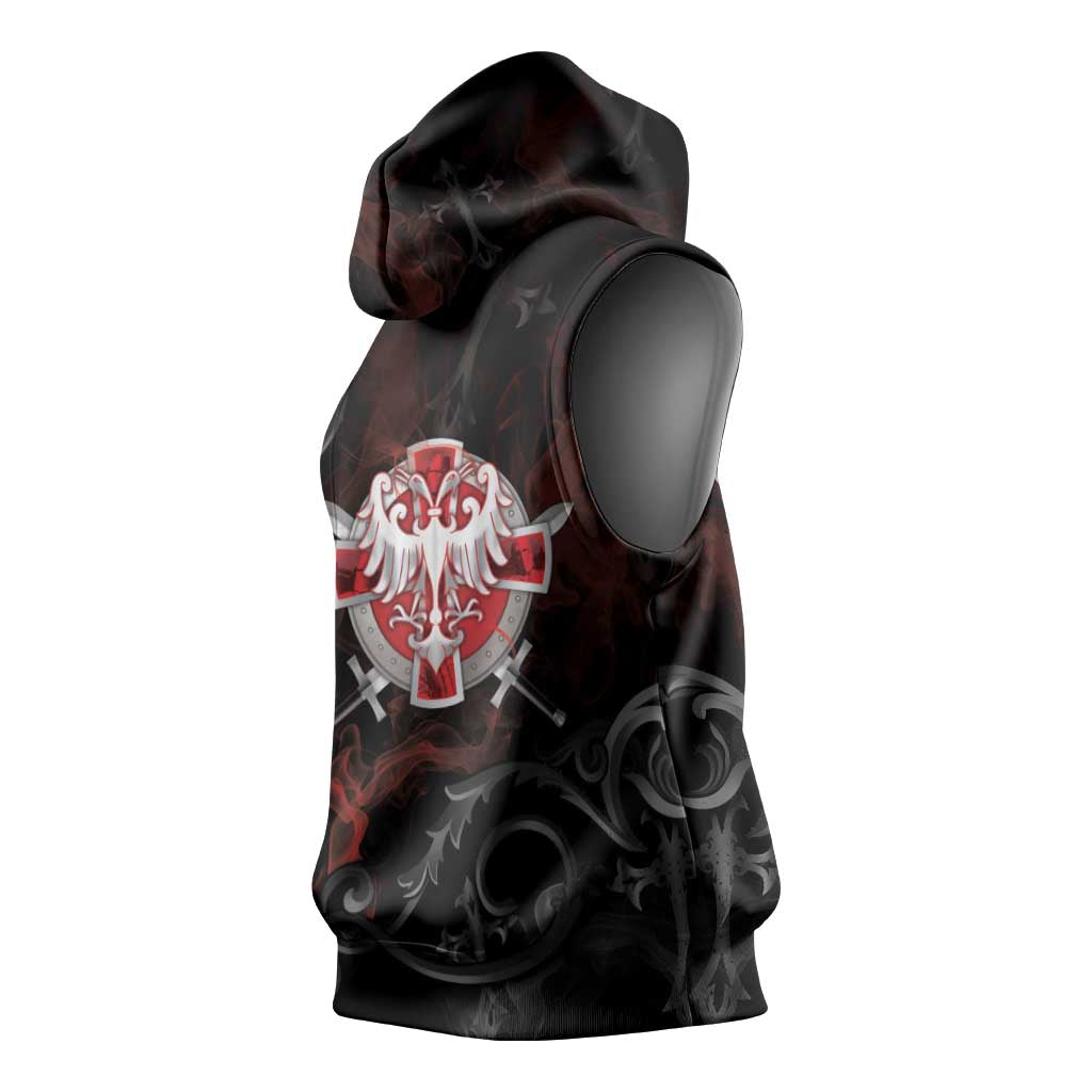 Serbian Empire Sleeveless Hoodie Knight With Emblem Double Eagle - Wonder Print Shop
