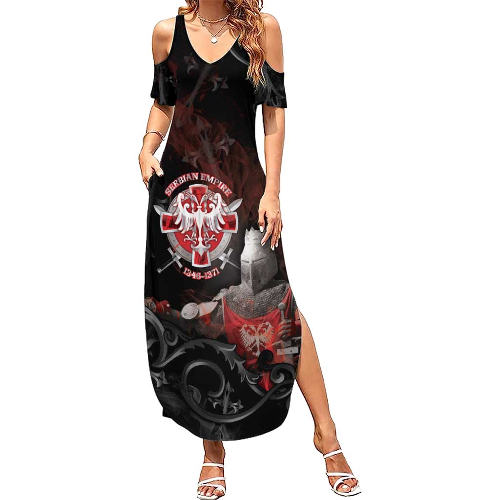 Serbian Empire Summer Maxi Dress Knight With Emblem Double Eagle - Wonder Print Shop