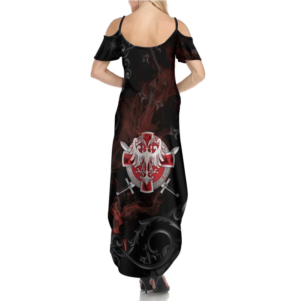 Serbian Empire Summer Maxi Dress Knight With Emblem Double Eagle - Wonder Print Shop