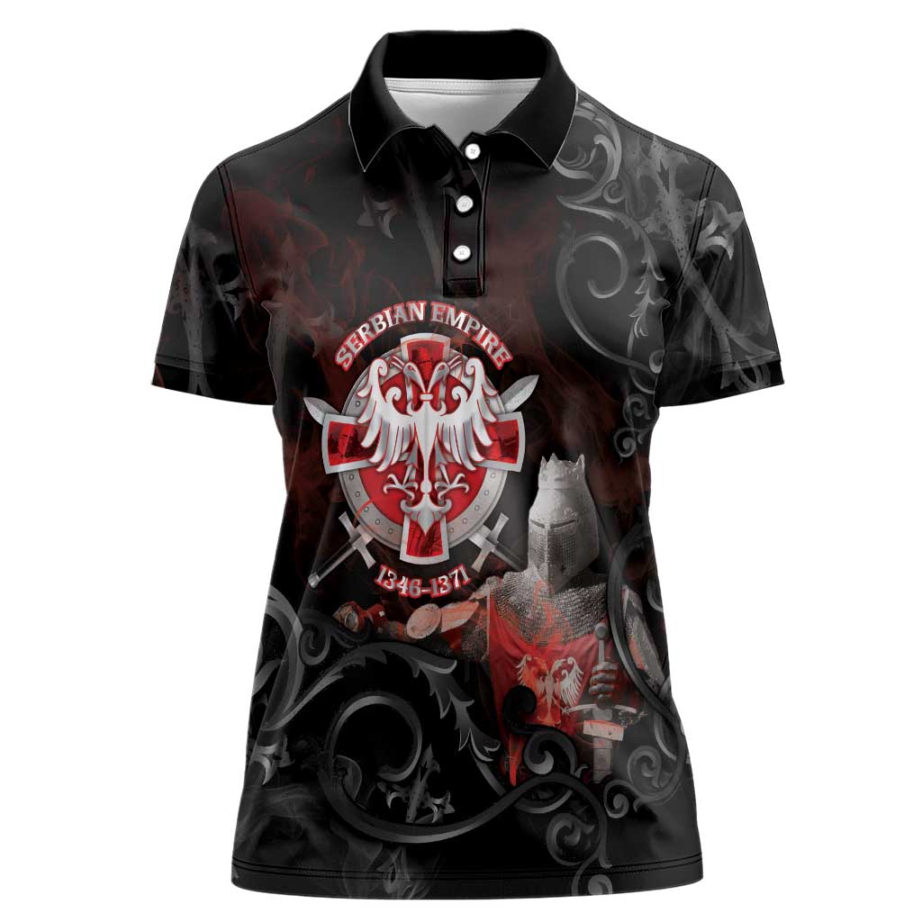 Serbian Empire Women Polo Shirt Knight With Emblem Double Eagle - Wonder Print Shop