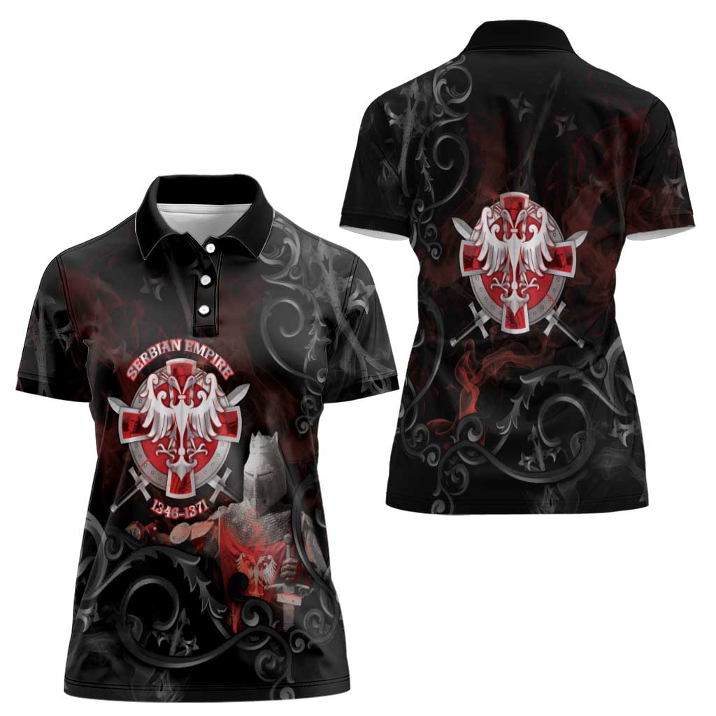 Serbian Empire Women Polo Shirt Knight With Emblem Double Eagle - Wonder Print Shop