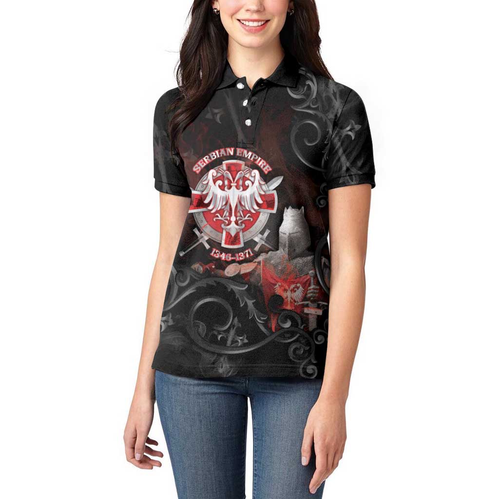 Serbian Empire Women Polo Shirt Knight With Emblem Double Eagle - Wonder Print Shop