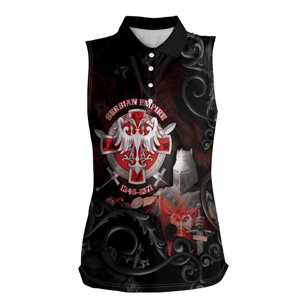 Serbian Empire Women Sleeveless Polo Shirt Knight With Emblem Double Eagle - Wonder Print Shop