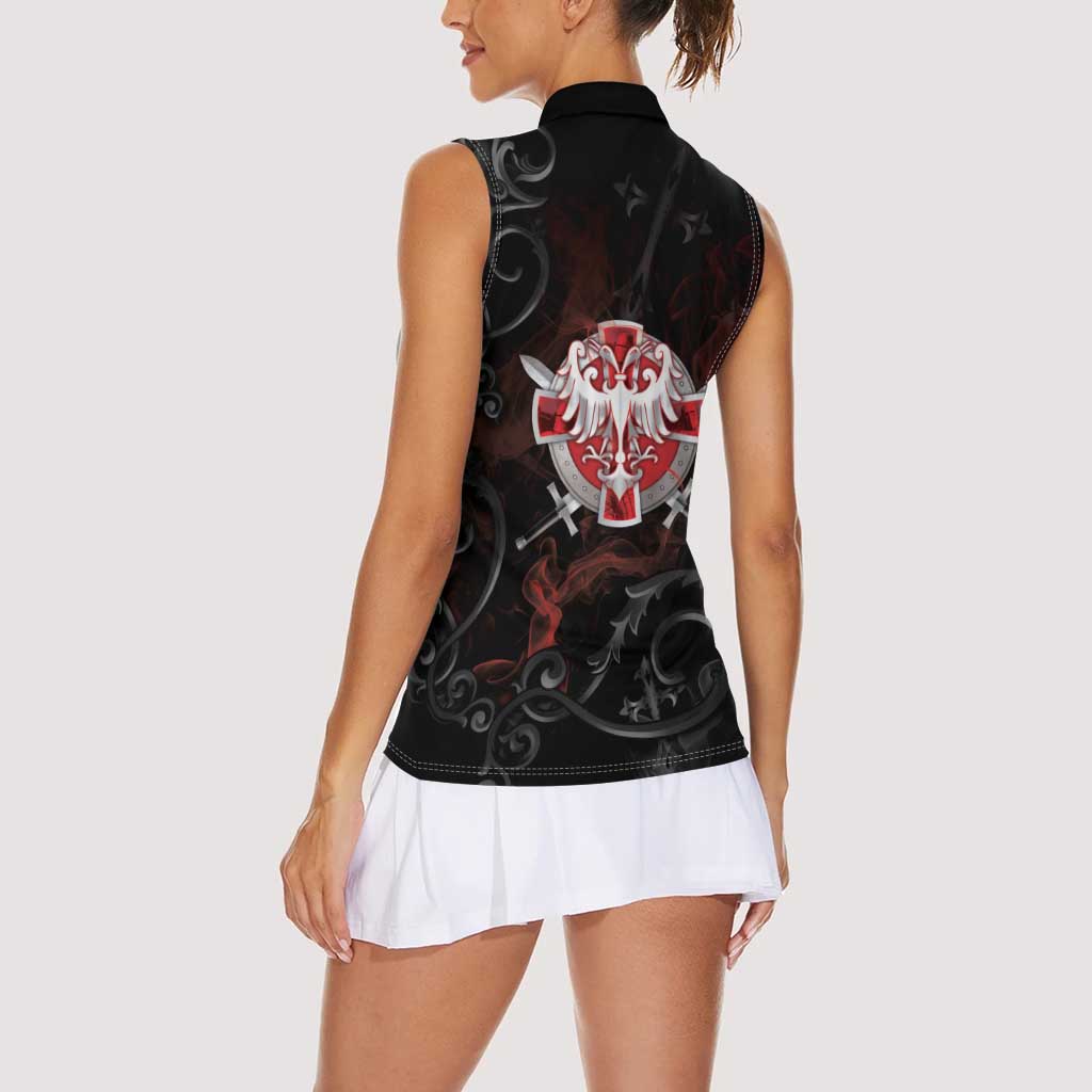 Serbian Empire Women Sleeveless Polo Shirt Knight With Emblem Double Eagle - Wonder Print Shop