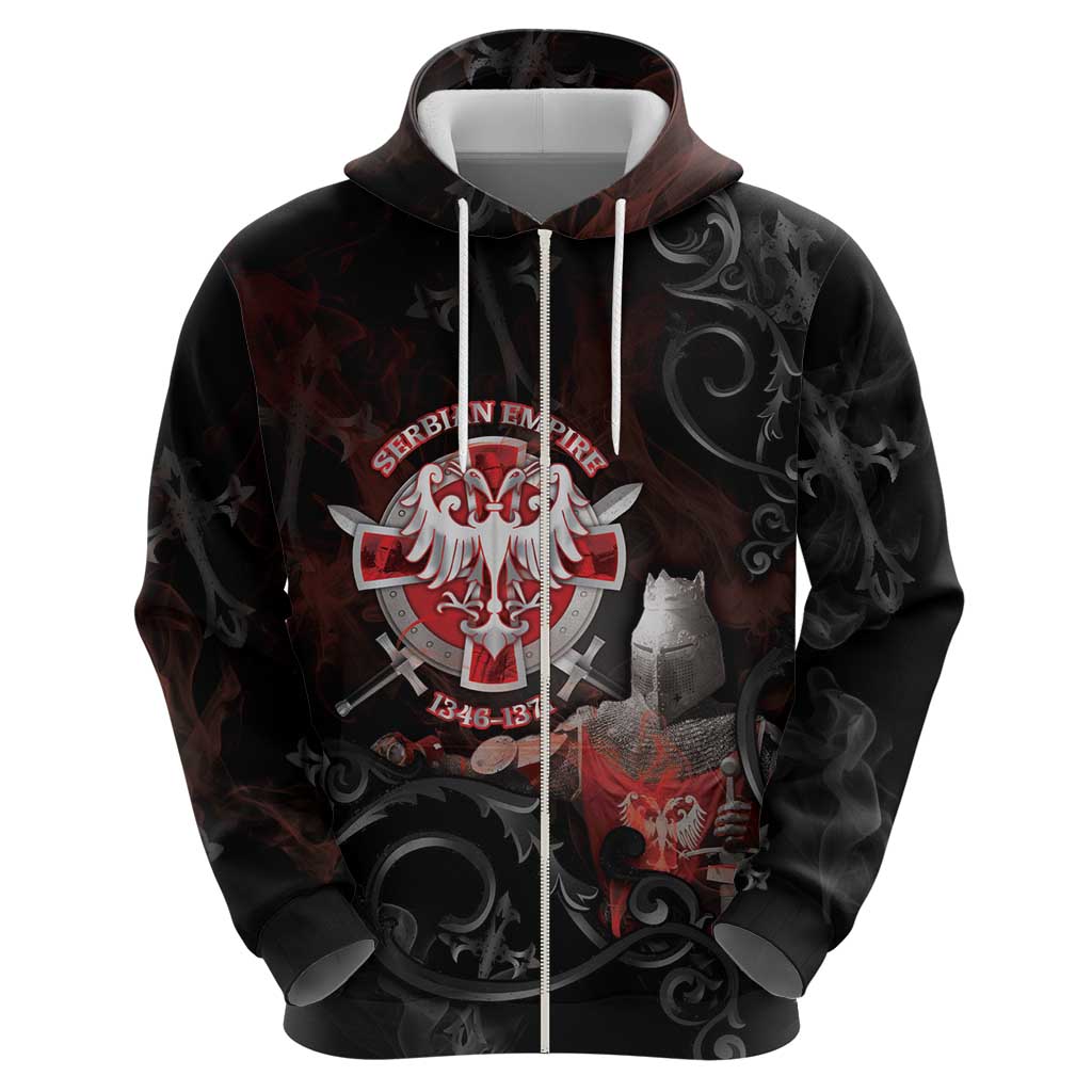Serbian Empire Zip Hoodie Knight With Emblem Double Eagle - Wonder Print Shop