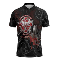 Serbian Empire Zipper Polo Shirt Knight With Emblem Double Eagle - Wonder Print Shop