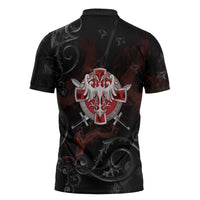Serbian Empire Zipper Polo Shirt Knight With Emblem Double Eagle - Wonder Print Shop