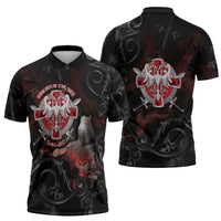 Serbian Empire Zipper Polo Shirt Knight With Emblem Double Eagle - Wonder Print Shop
