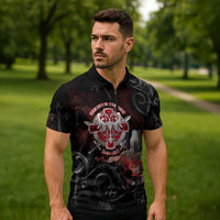 Serbian Empire Zipper Polo Shirt Knight With Emblem Double Eagle - Wonder Print Shop