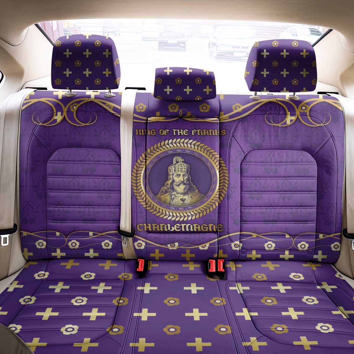 Carolingian Empire Back Car Seat Cover Charlemagne King Of The Franks - Wonder Print Shop